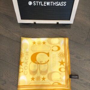 Coach 100% Silk Scarf Yellow + Orange Size OS